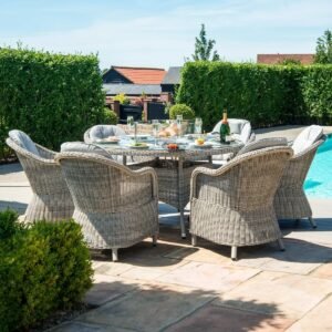 Heritage 6 Seat Round Rattan Fire Pit Dining Set