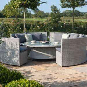 Alternative view of Round Rattan Sofa Dining Set with Rising Table & Weatherproof Cushions
