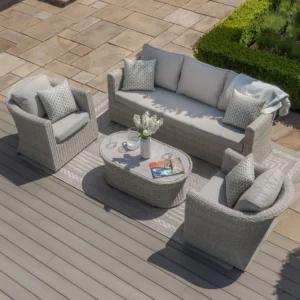 Oxford 3 Seat Rattan Sofa Set - Ceramic Glass