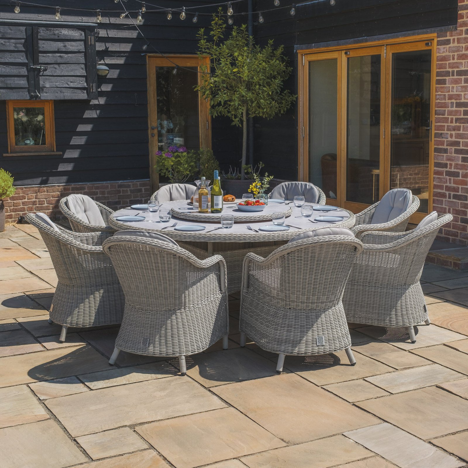 Oxford 8 Seat Round Dining Set - Ceramic Glass - Image 2