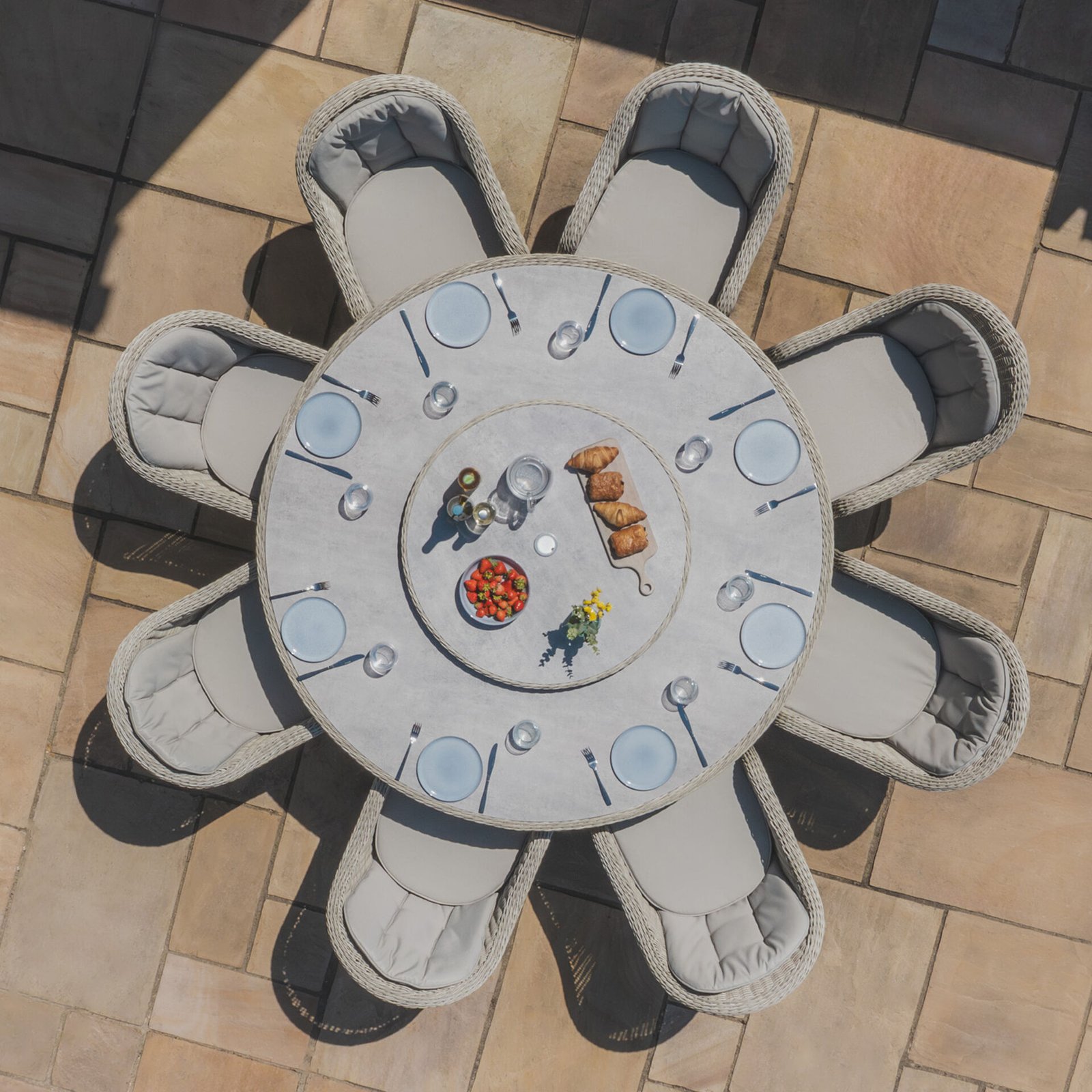 Oxford 8 Seat Round Dining Set - Ceramic Glass - Image 3