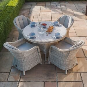 Alternative view of Oxford Heritage 4 Seat Round Rattan Dining Set - Ceramic Glass