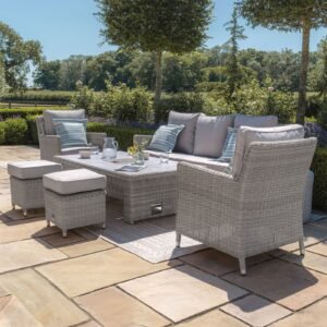 Alternative view of Oxford Sofa Rattan Dining Set with Ice Bucket & Rising Table - Ceramic Glass