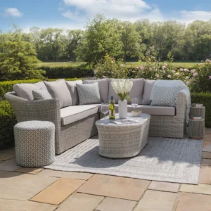 Alternative view of Oxford Small Rattan Corner Sofa Set with Armchair - Ceramic Glass