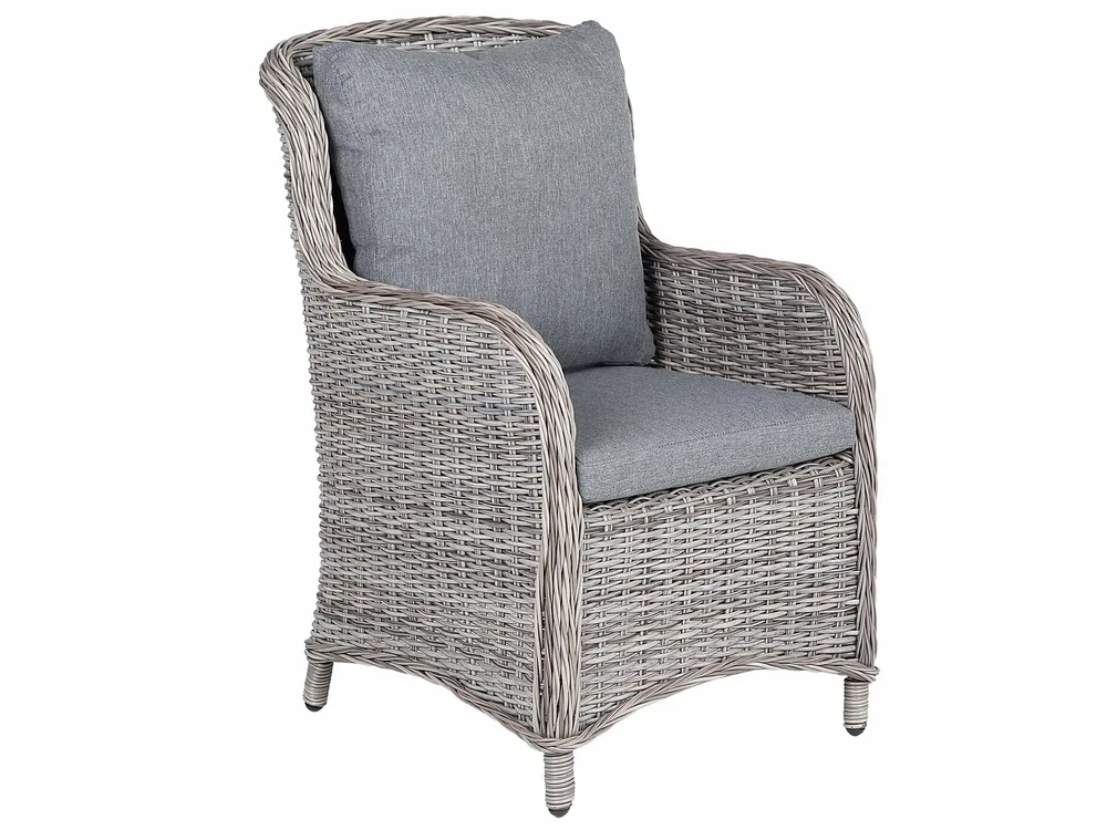 A Garden Dining Set 6 Seater CASCAIS with Cushions PE Rattan Grey - Image 16