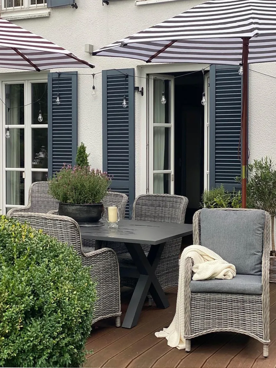 A Garden Dining Set 6 Seater CASCAIS with Cushions PE Rattan Grey - Image 8